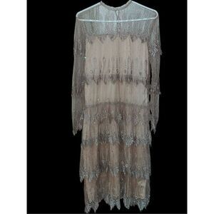 RARE VINTAGE SHOWSTOPPER BEAUTIFUL Vintage Rina diMontella Beige Rhinestones Sil